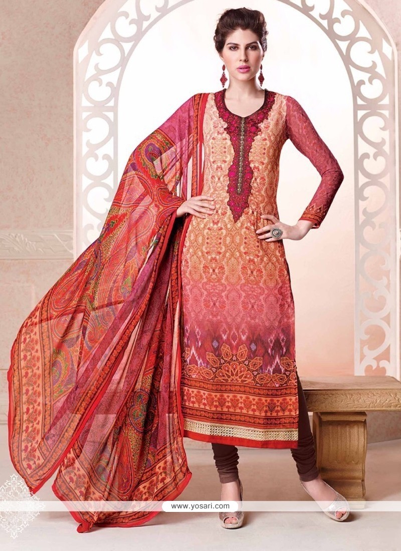 Desirable Multi Colour Digital Print Work Churidar Salwar Suit