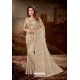 Taupe Net Heavy Embroidered Party Wear Saree