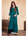 Teal Rayon Embroidered Designer Readymade Kurti