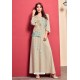 Light Beige Rayon Embroidered Designer Readymade Kurti