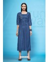 Peacock Blue Embroidered Cotton Kurti