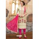 Light Beige And Pink Cotton Embroidered Straight Suit