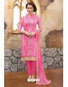 Light Pink Cotton Embroidered Straight Suit