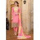 Pink Cotton Embroidered Straight Suit