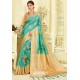 Sky Blue Silk Zari Worked Party Wear Saree