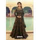 Beige And Black Butterfly Net Embroidered Designer Anarkali Suit