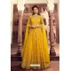 Yellow Butterfly Net Embroidered Designer Anarkali Suit