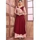 Maroon And Peach Readymade Different Rayon Long Kurti