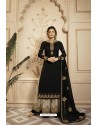 Black And Cream Satin Georgette Embroidered Lehenga Style Suit