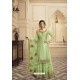 Green Satin Georgette Embroidered Lehenga Style Suit