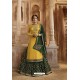 Yellow And Green Satin Georgette Designer Lehenga Style Suit