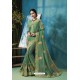 Jade Green Silk Georgette Thread Embroidered Designer Saree