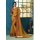 Orange Silk Georgette Thread Embroidered Designer Saree