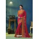 Rani Silk Georgette Thread Embroidered Designer Saree