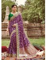 Purple Silk Jacquard Party Wear Saree