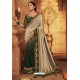 Light Beige And Green Silk Stone Worked Party Wear Saree