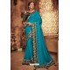 Turquoise Silk Stone Worked Party Wear Saree