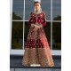 Maroon Mulberry Silk Embroidered Floor Length Suit