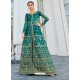 Teal Mulberry Silk Embroidered Floor Length Suit