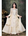 Cream Banarasi Chanderi Designer Suit