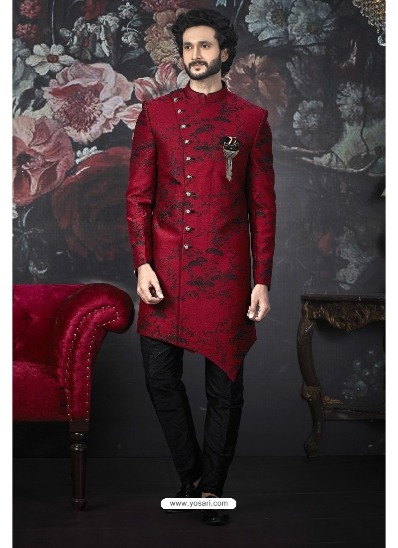 red indo western dress for man