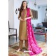 Beige Designer Party Wear Cotton Silk Palazzo Salwar Suit