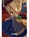 Dark Blue Designer Embroidered Wedding Anarkali Suit