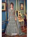 Grey Designer Embroidered Wedding Anarkali Suit