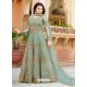 Grayish Green Designer Embroidered Wedding Anarkali Suit