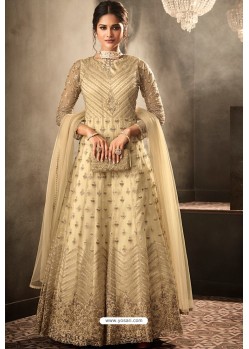 Gold Heavy Embroidered Gown Style Designer Anarkali Suit