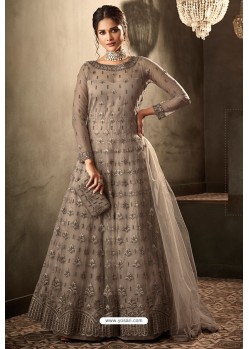 Light Brown Heavy Embroidered Gown Style Designer Anarkali Suit