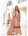 Light Beige Designer Casual Wear Wool Pashmina Jacquard Palazzo Salwar Suit
