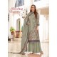 Olive Green Designer Casual Wear Wool Pashmina Jacquard Palazzo Salwar Suit