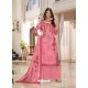 Pink Designer Casual Wear Wool Pashmina Jacquard Palazzo Salwar Suit