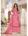 Pink Designer Casual Wear Wool Pashmina Jacquard Palazzo Salwar Suit