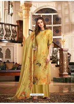 Mustard Designer Casual Wear Wool Pashmina Palazzo Salwar Suit