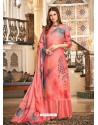 Peach Designer Casual Wear Wool Pashmina Palazzo Salwar Suit