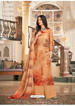 Rust Designer Casual Wear Wool Pashmina Palazzo Salwar Suit