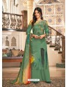 Mehendi Designer Casual Wear Wool Pashmina Palazzo Salwar Suit