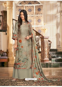 Taupe Designer Casual Wear Wool Pashmina Palazzo Salwar Suit