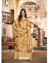 Cream Designer Casual Wear Wool Pashmina Palazzo Salwar Suit