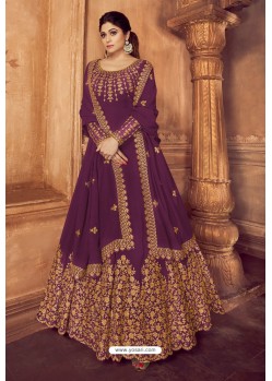 Deep Wine Heavy Embroidered Gown Style Designer Anarkali Suit