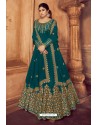 Teal Blue Heavy Embroidered Gown Style Designer Anarkali Suit