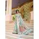 Aqua Grey Party Wear Designer Embroidered Handloom Weaving Soft Silk Sari