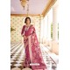 Old Rose Party Wear Designer Embroidered Handloom Weaving Soft Silk Sari