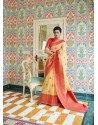 Cream Party Wear Designer Embroidered Pure Linen Silk Sari