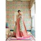 Sea Green Party Wear Designer Embroidered Pure Linen Silk Sari