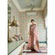 Baby Pink Party Wear Designer Embroidered Pure Linen Silk Sari