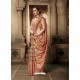 Light Orange Party Wear Designer Embroidered Cotton Silk Sari