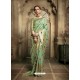 Green Party Wear Designer Embroidered Cotton Silk Sari